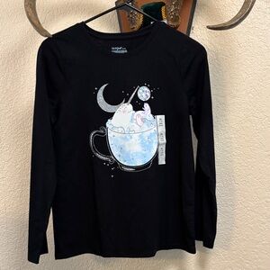 Cat & Jack Black Long Sleeve Shirt with Unicorn and Moon Design